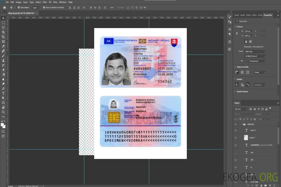Carte d'identité de Slovaquie 2025-présent template Carte d'identité de Slovaquie 2025-présent template
